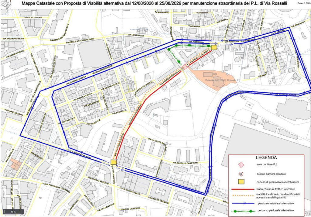 via Rosselli mappa Terni